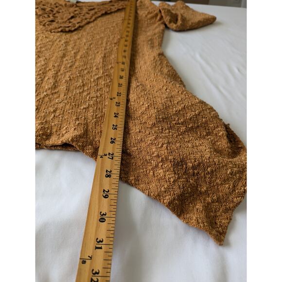 One World Dark Fairy Brown Textured Crochet Knit Top XL Wimsygoth  Sharkbite Hem - Picture 8 of 8